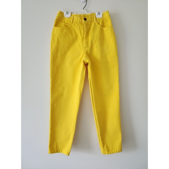 Ivy Brown Denim - Vintage Ivy Brown Womens Cotton High Waist Mom Jeans Size 8 Yellow Made in USA